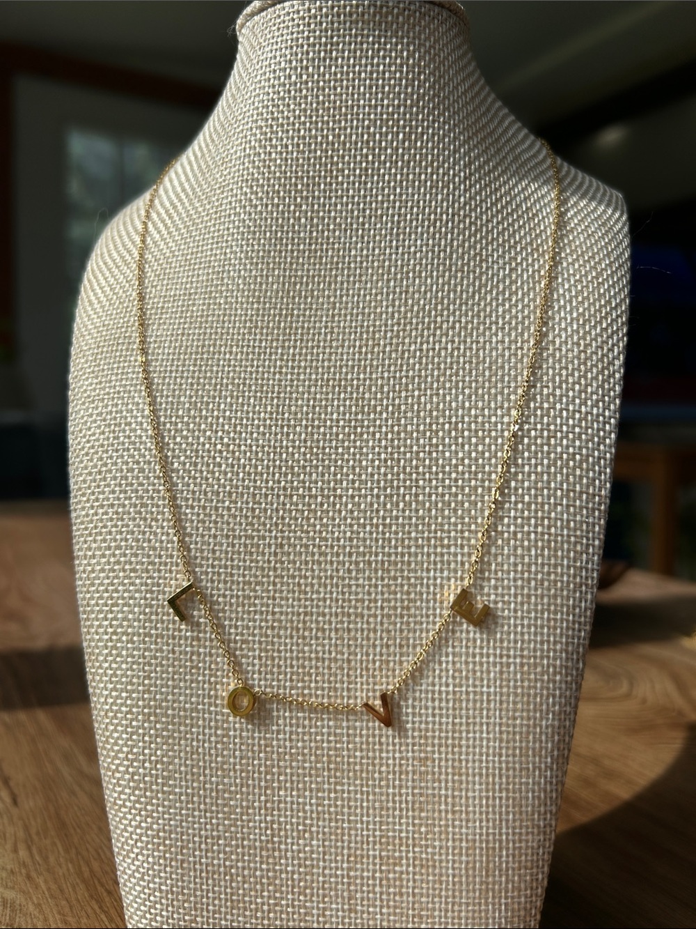 Gold Tone Letter “Love” Necklace NWOT
